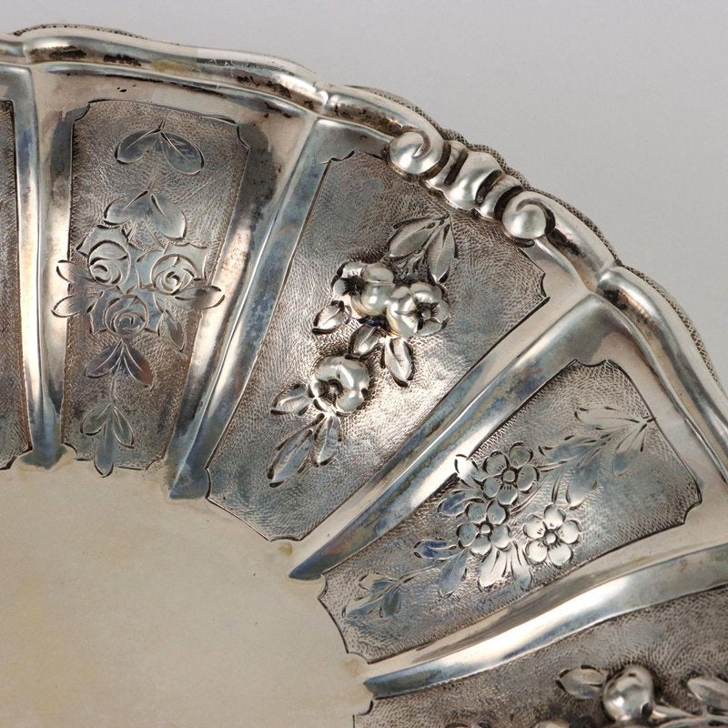 Silver Cake Stand with Flowers