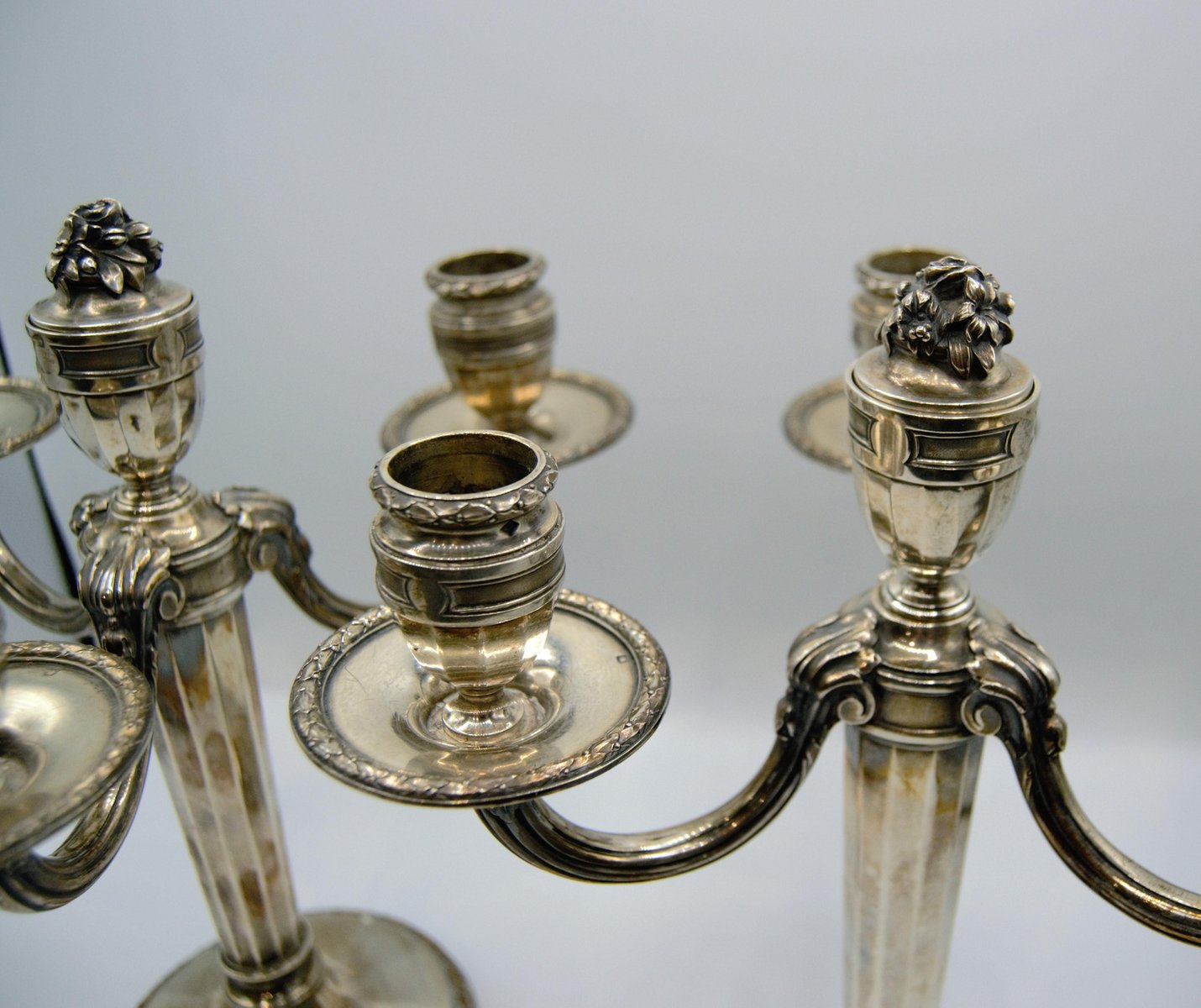 Silver Candelabras in Louis XVI Style, Set of 2