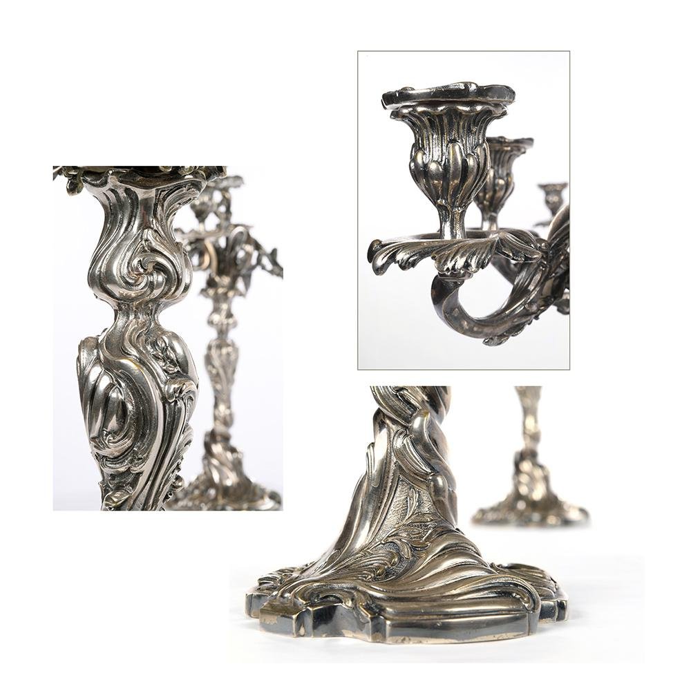 Silver Candleholders, 1870s, Set of 2