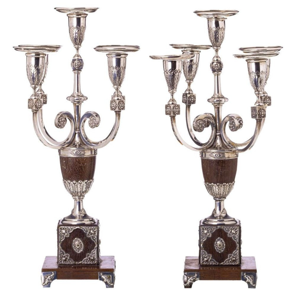 Silver Candlesticks, 19th Century, Set of 2