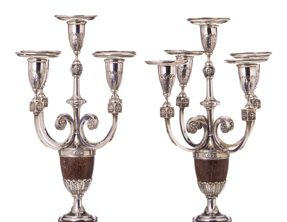 Silver Candlesticks, 19th Century, Set of 2