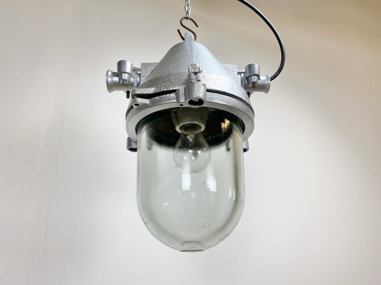 Silver Cast Aluminum Explosion Proof Ceiling Lamp from Elektrosvit, 1960s-CGF-669376