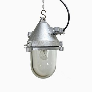 Silver Cast Aluminum Explosion Proof Ceiling Lamp from Elektrosvit, 1960s-CGF-669376