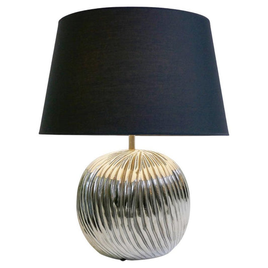 Silver Ceramic Table Lamp, Italy, 1970s