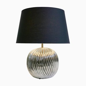 Silver Ceramic Table Lamp, Italy, 1970s-JG-1329404