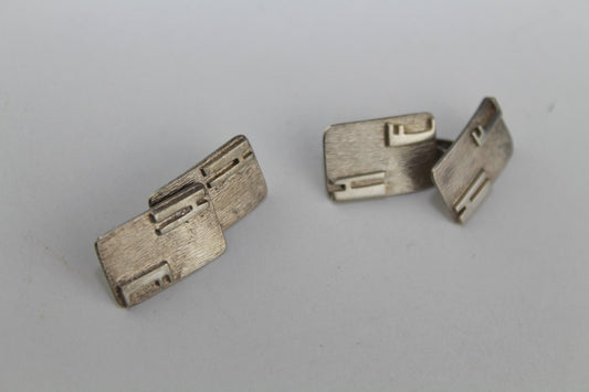 Silver Cufflinks Initialed H.E., 1960s, Set of 2