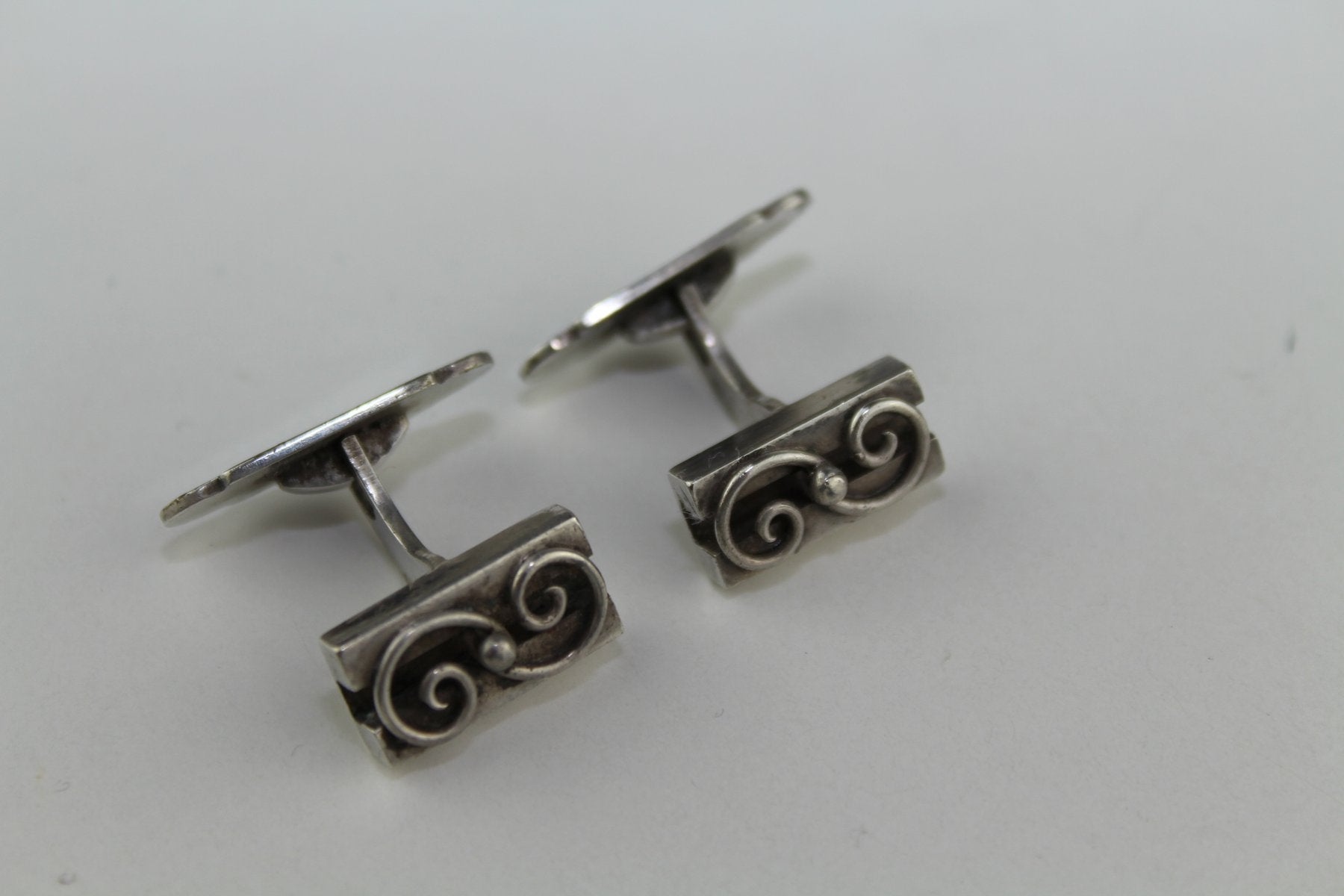 Silver Cufflinks Initialed H.J., 1960s, Set of 2