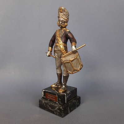 Silver Gilded Brass Drummer 1510 Statue, France, 1980s-PWG-2024719