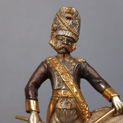 Silver Gilded Brass Drummer 1510 Statue, France, 1980s-PWG-2024719