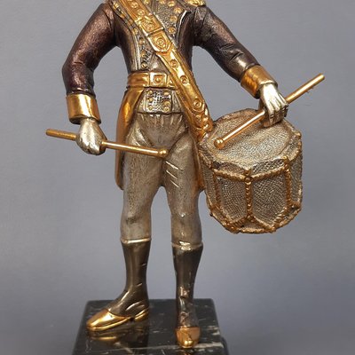 Silver Gilded Brass Drummer 1510 Statue, France, 1980s-PWG-2024719