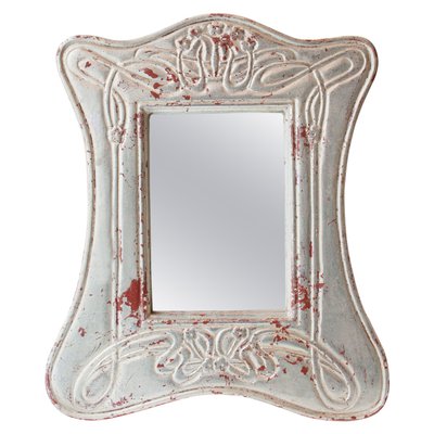 Silver Hand-Carved Wooden Mirror, Spain, 1970s-UZ-862812