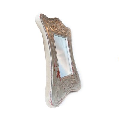 Silver Hand-Carved Wooden Mirror, Spain, 1970s-UZ-862812