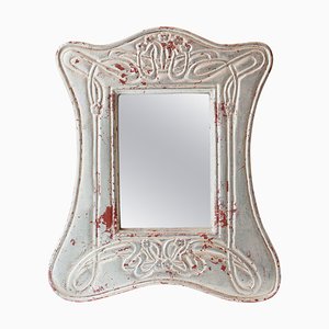 Silver Hand-Carved Wooden Mirror, Spain, 1970s-UZ-862812