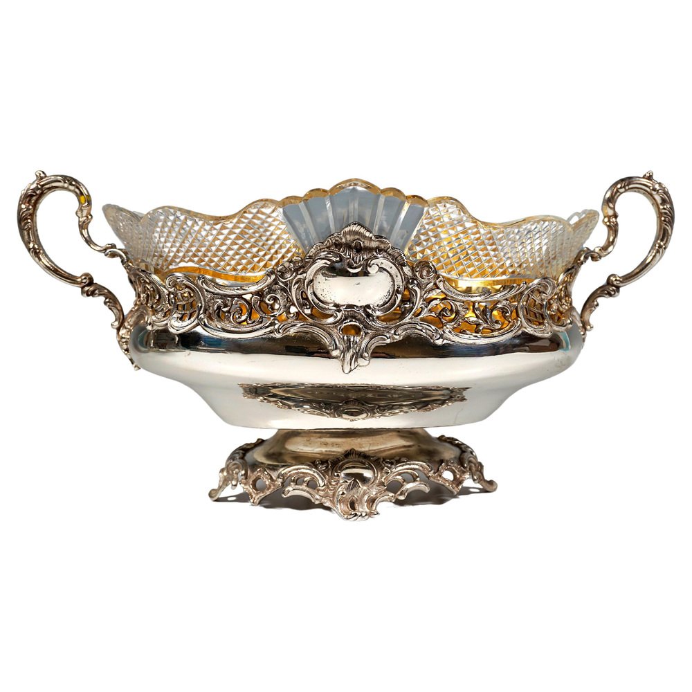 Silver Jardiniere with Artfully Cut Glass Insert from Wilkens & Sons., Germany, 1894