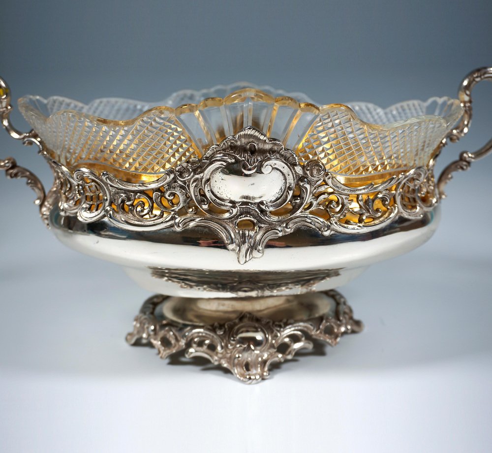 Silver Jardiniere with Artfully Cut Glass Insert from Wilkens & Sons., Germany, 1894