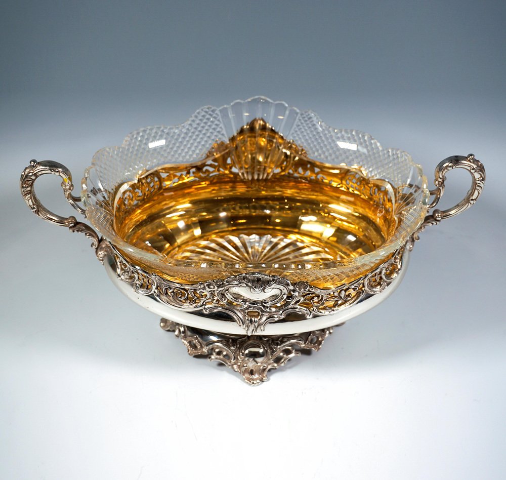 Silver Jardiniere with Artfully Cut Glass Insert from Wilkens & Sons., Germany, 1894