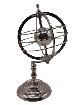 Silver Lacquered Metal Rotating World Globe, Set of 2-TCS-1148407