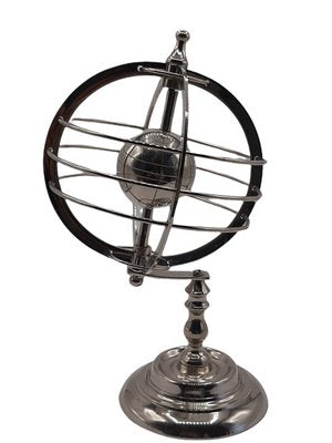 Silver Lacquered Metal Rotating World Globe, Set of 2-TCS-1148407