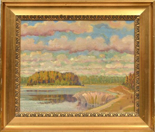 Silver Lake, Oil on Board, 20th Century