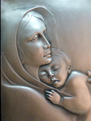 Silver Madonna and Child Engraving from Ottaviani, 1960s-GKB-838384