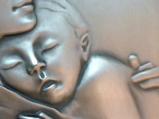 Silver Madonna and Child Engraving from Ottaviani, 1960s-GKB-838384