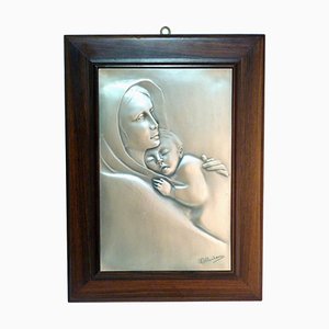 Silver Madonna and Child Engraving from Ottaviani, 1960s-GKB-838384