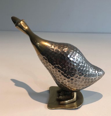 Silver Metal and Brass Ducks, Set of 3-BA-1365412