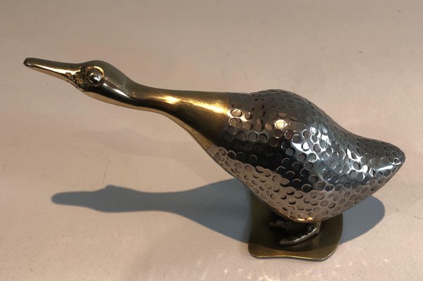 Silver Metal and Brass Ducks, Set of 3-BA-1365412