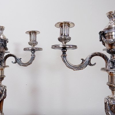 Silver Metal Candlesticks, Set of 2-NYF-2018826