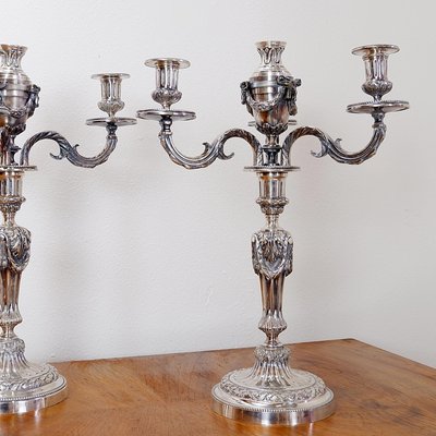 Silver Metal Candlesticks, Set of 2-NYF-2018826