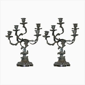 Silver Metal Candlesticks, Set of 2-TEP-1234724