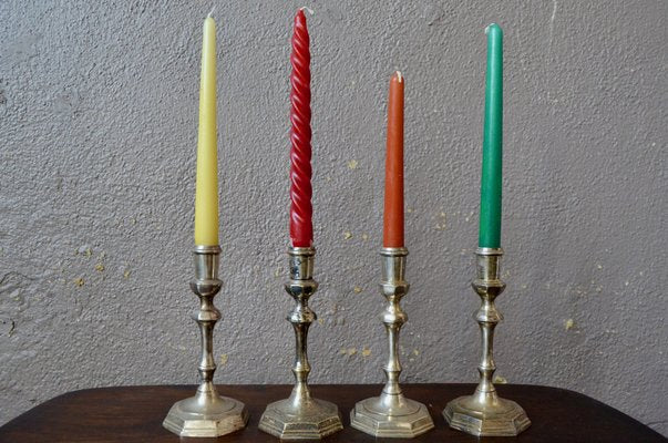 Silver Metal Candlesticks, Set of 4-AIU-1342232