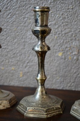 Silver Metal Candlesticks, Set of 4-AIU-1342232