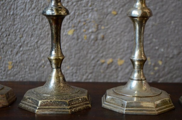 Silver Metal Candlesticks, Set of 4-AIU-1342232