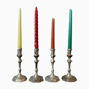 Silver Metal Candlesticks, Set of 4-AIU-1342232