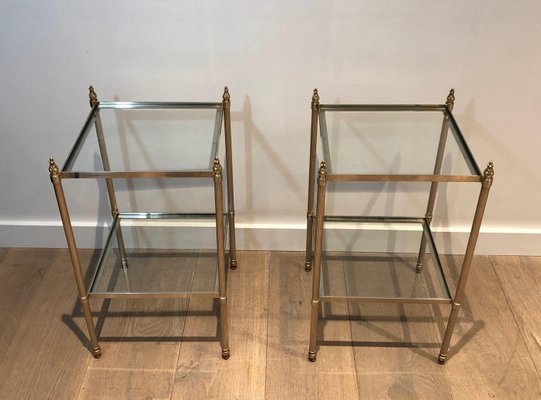 Silver Metal Side Tables attributed to Maison Jansen, Set of 2-BA-1365376