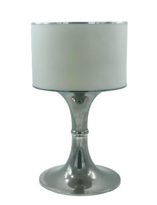 Silver Metal Table Lamp with White Acrylic Shade, Italy, 1970s-YUW-1785933