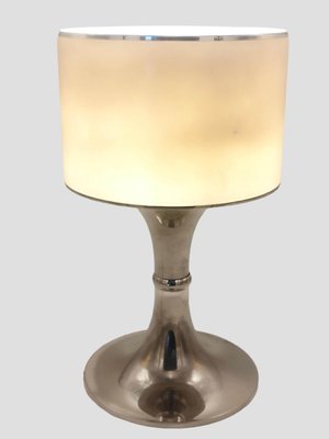 Silver Metal Table Lamp with White Acrylic Shade, Italy, 1970s-YUW-1785933