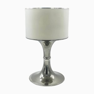 Silver Metal Table Lamp with White Acrylic Shade, Italy, 1970s-YUW-1785933