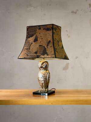 Silver Metsl Owl Table Lamp, France, 1960s-NLF-827449