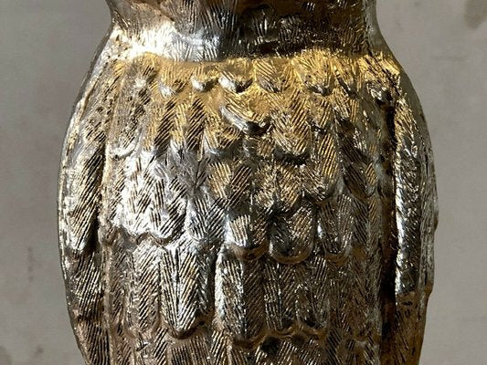 Silver Metsl Owl Table Lamp, France, 1960s-NLF-827449