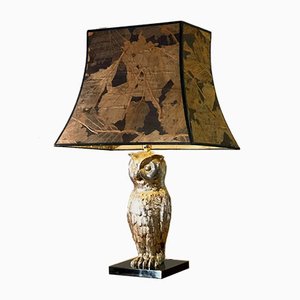 Silver Metsl Owl Table Lamp, France, 1960s-NLF-827449