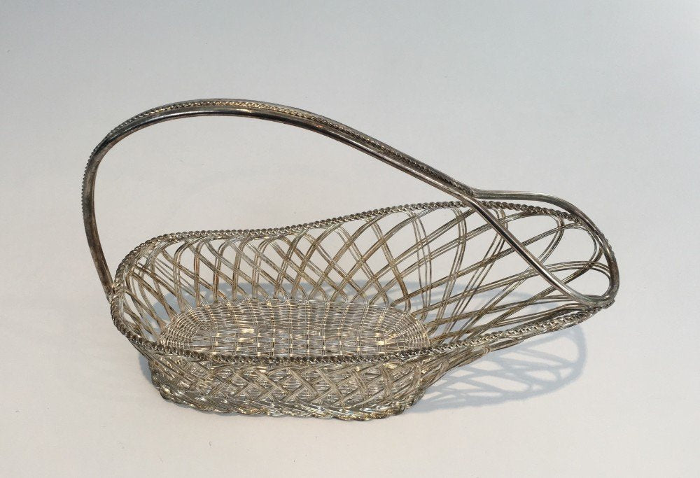 Silver-Plated Bottle Holder & Basket, 1960s, Set of 2