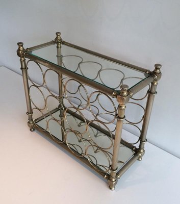 Silver-Plated Bottle Holder with Glass Shelves, Italy, 1970s-BA-766229