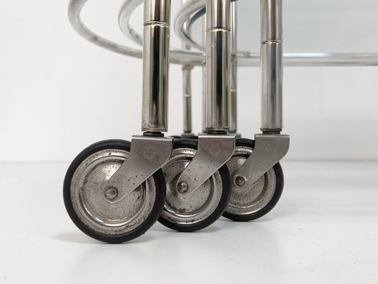 Silver Plated Brass Nesting Tables with Wheels from Maison Jansen, France, Set of 3-JDR-1126240