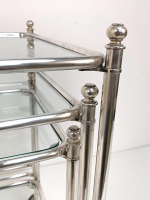 Silver Plated Brass Nesting Tables with Wheels from Maison Jansen, France, Set of 3-JDR-1126240