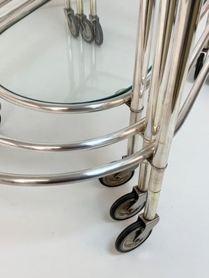 Silver Plated Brass Nesting Tables with Wheels from Maison Jansen, France, Set of 3-JDR-1126240