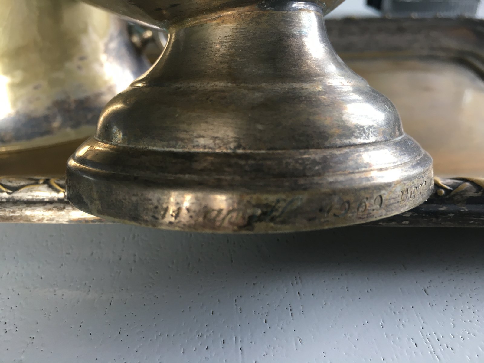 Silver-Plated Brass Sugar Bowls & Tray, 1960s, Set of 3