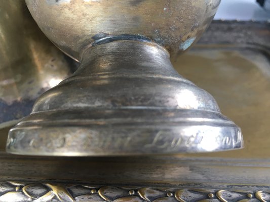 Silver-Plated Brass Sugar Bowls & Tray, 1960s, Set of 3-WQQ-695013