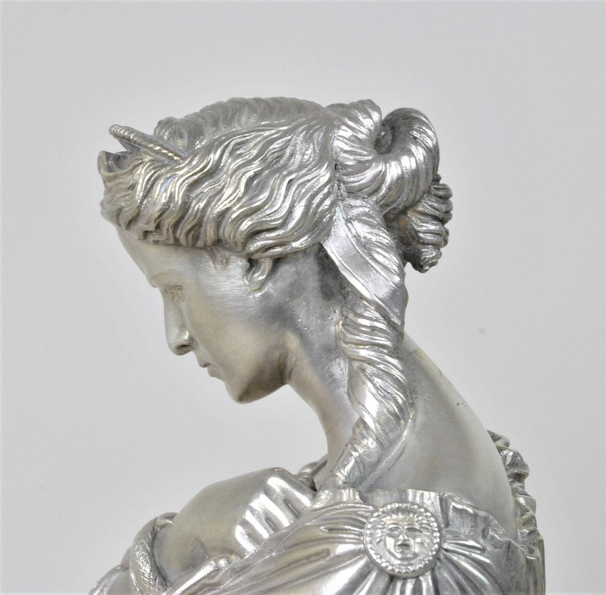 Silver-Plated Bronze Busts by Clesinger for Collas, 19th Century, Set of 2